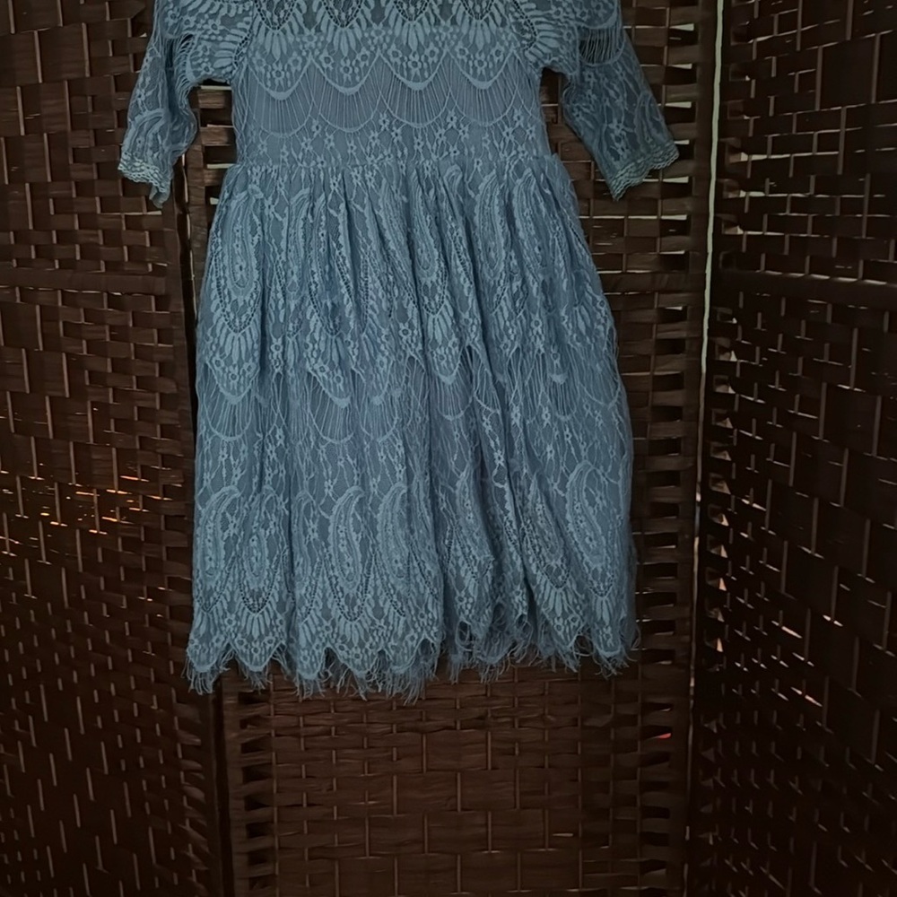 Trish Scully Child Bella Rafaella Carolina Cornflower Blue Lace Dress size 6 - Picture 5 of 5